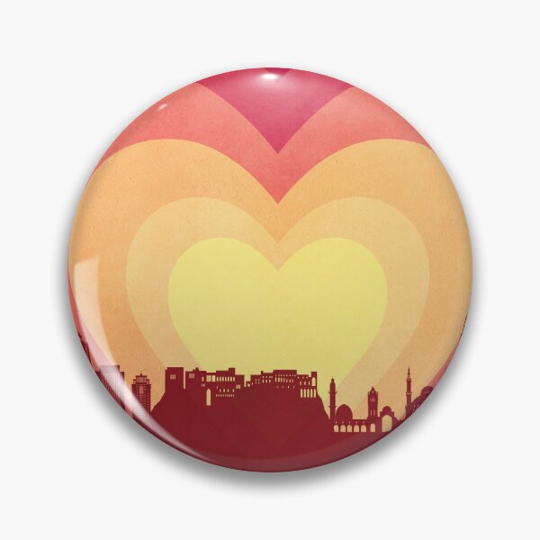 Item preview, Erbil Kurdistan Iraq Skyline Hearts Red Yellow designed and sold by ArtPrints.