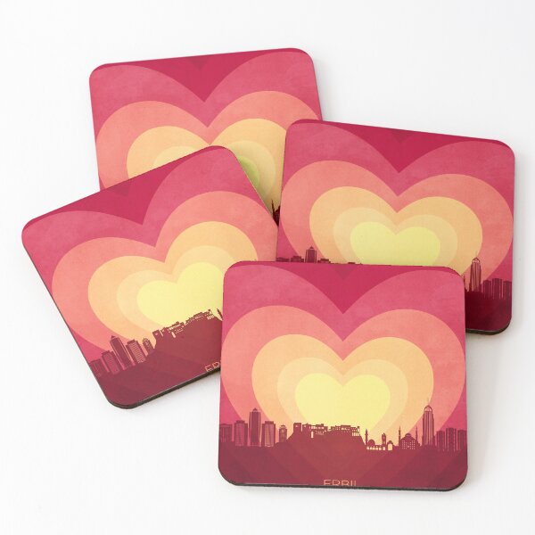 Item preview, Erbil Kurdistan Iraq Skyline Hearts Red Yellow designed and sold by ArtPrints.