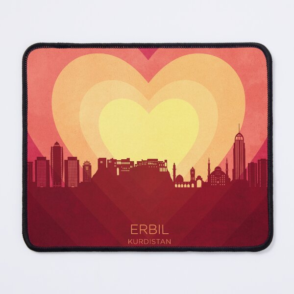 Item preview, Erbil Kurdistan Iraq Skyline Hearts Red Yellow designed and sold by ArtPrints.