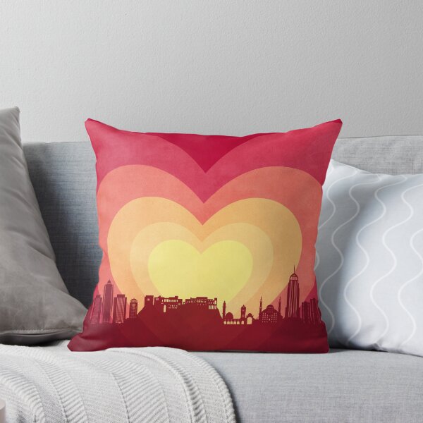 Item preview, Erbil Kurdistan Iraq Skyline Hearts Red Yellow designed and sold by ArtPrints.