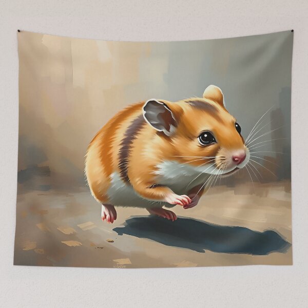 Item preview, Syrian Hamster Oil Painting Style Cute Pet Art designed and sold by kakarikihill.