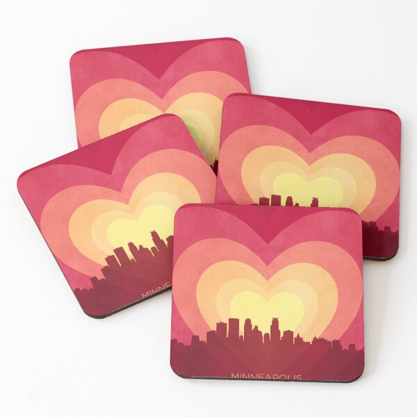 Item preview, Minneapolis Minnesota Skyline Hearts Red Yellow designed and sold by ArtPrints.