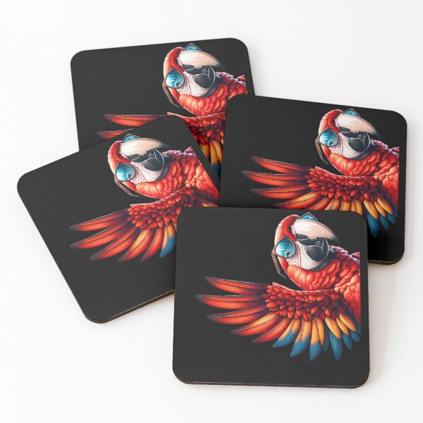 Item preview, Scarlet Macaw Parrot With Sunglasses Funny Say Hi Bird Lover Watcher Birding designed and sold by Kimberley King Art  King Art.