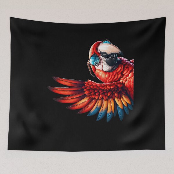 Item preview, Scarlet Macaw Parrot With Sunglasses Funny Say Hi Bird Lover Watcher Birding designed and sold by Kimberley King Art  King Art.