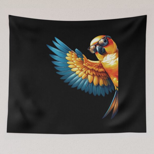 Item preview, Sun Conure Parrot With Sunglasses Funny Say Hi Bird Lover Watcher Birding designed and sold by Kimberley King Art  King Art.
