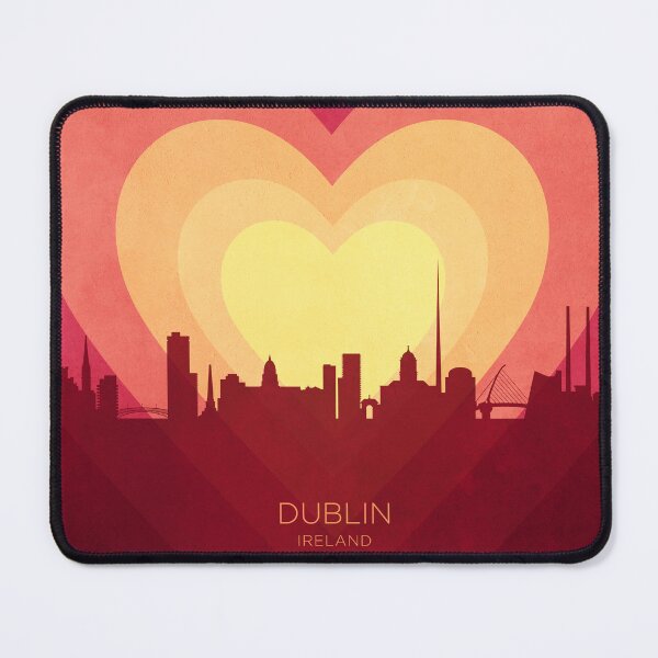 Item preview, Dublin Ireland Skyline Hearts Red Yellow designed and sold by ArtPrints.