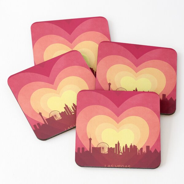 Item preview, Las Vegas Nevada Skyline Hearts Red Yellow designed and sold by ArtPrints.