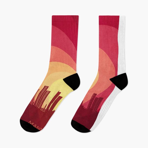 Item preview, Manchester England Skyline Hearts Red Yellow designed and sold by ArtPrints.