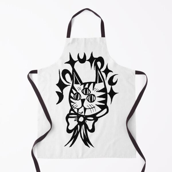 Item preview, Wise Moon And Stars 3 Eye Kitty Cat Wearing Ribbon Tattoo Style Greyscale designed and sold by KayTurtless.