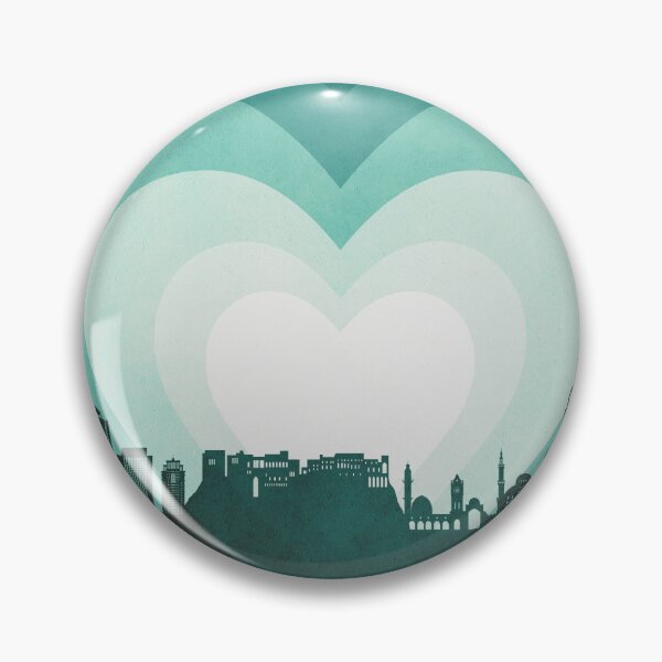 Item preview, Erbil Kurdistan Iraq Skyline Hearts Teal designed and sold by ArtPrints.