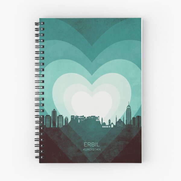 Artikelvorschau, Erbil Kurdistan Irak Skyline Herzen Teal entworfen und verkauft von ArtPrints.