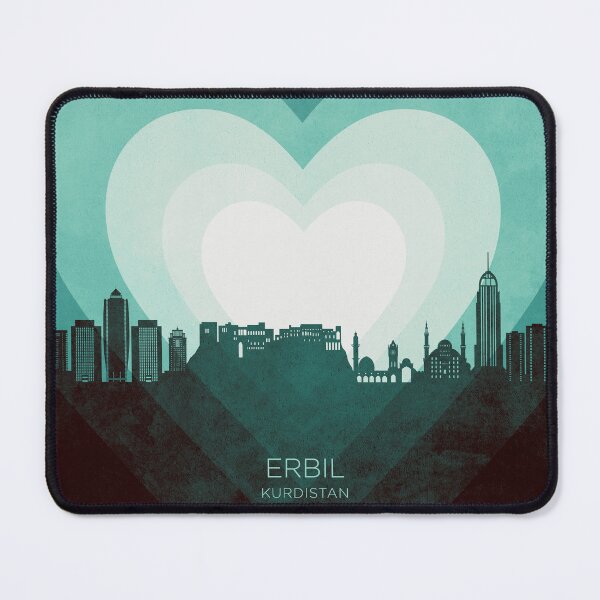 Item preview, Erbil Kurdistan Iraq Skyline Hearts Teal designed and sold by ArtPrints.