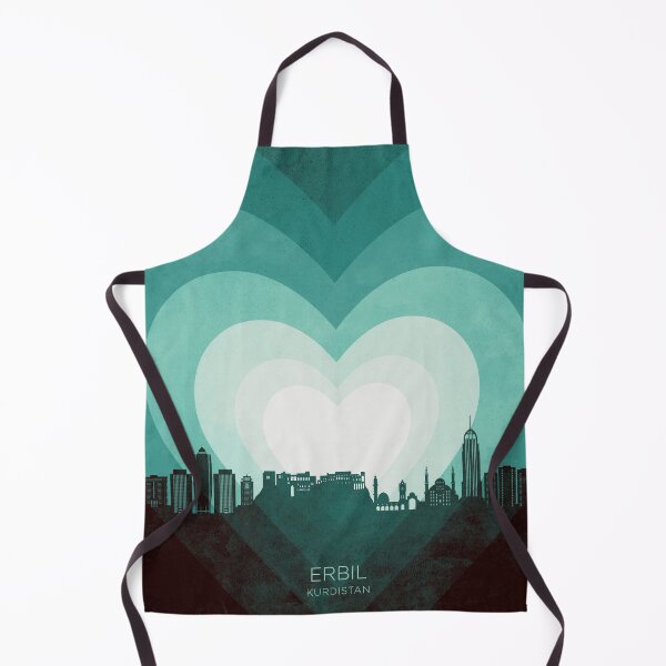 Item preview, Erbil Kurdistan Iraq Skyline Hearts Teal designed and sold by ArtPrints.