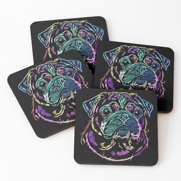 Item preview, Pug Sketch in Bright Colors  designed and sold by wildjellybeans.