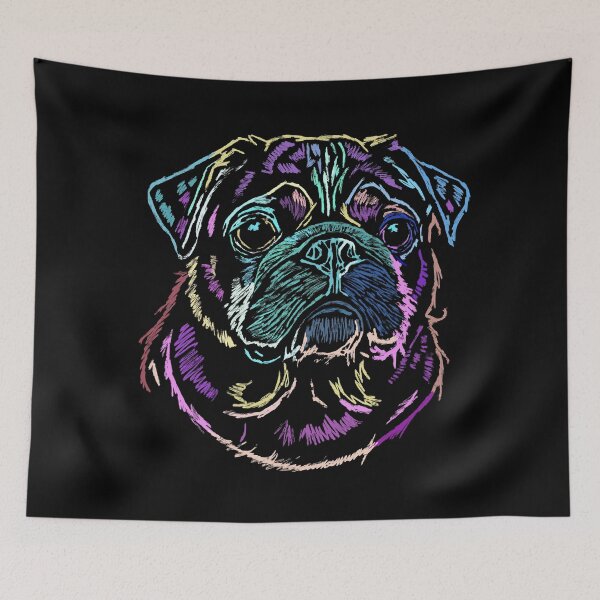 Item preview, Pug Sketch in Bright Colors  designed and sold by wildjellybeans.