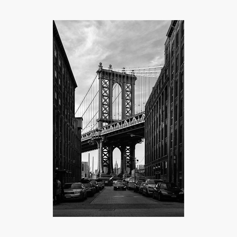 Manhattan Bridge in New York City NYC Black and White B&W Photo Art Print Poster 