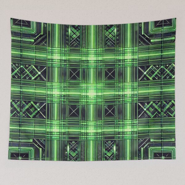 Item preview, Green Cyber Plaid: A Digital Revolution in Neon designed and sold by Meta2Physical.
