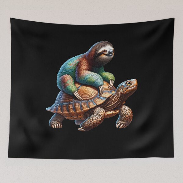 Item preview, Sloth Riding Tortoise Slowest Funny Animals designed and sold by Kimberley King Art  King Art.