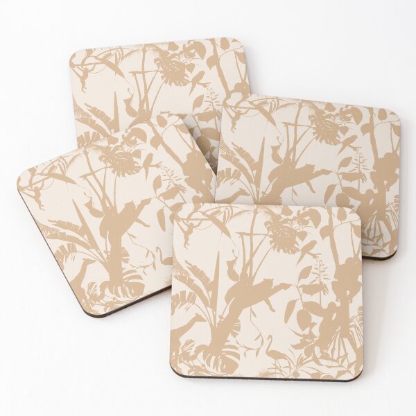 Item preview, Seamless delicate pattern with  tropical line silhouette flowers and wild animals.  designed and sold by MatyKotiv.