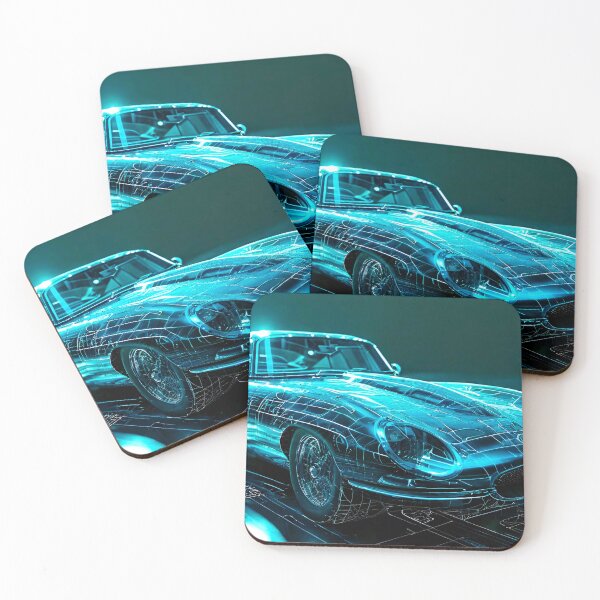 Item preview, E-Type Sketch in Blue  designed and sold by Peter Kraaibeek | Generative Designs and Car Art.