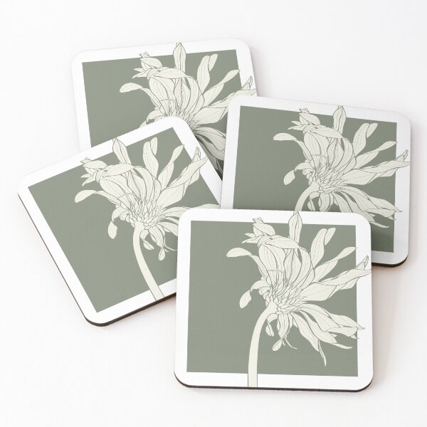 Item preview, Beautiful monochrome, line, green and beige gerbera flower isolated. Hand-drawn contour lines and strokes. Gerbera pasta carbonara. designed and sold by MatyKotiv.