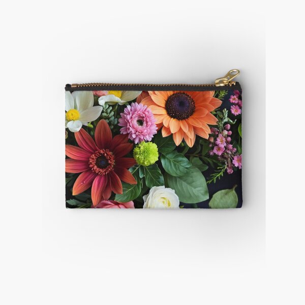 Item preview, Bright and colorful floral arrangement with various blooms and foliage on a dark background designed and sold by Giuseppe Cammino.