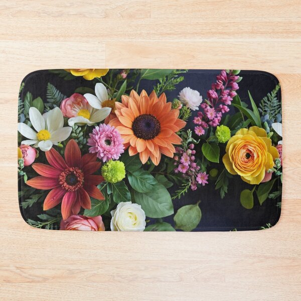 Item preview, Bright and colorful floral arrangement with various blooms and foliage on a dark background designed and sold by Giuseppe Cammino.