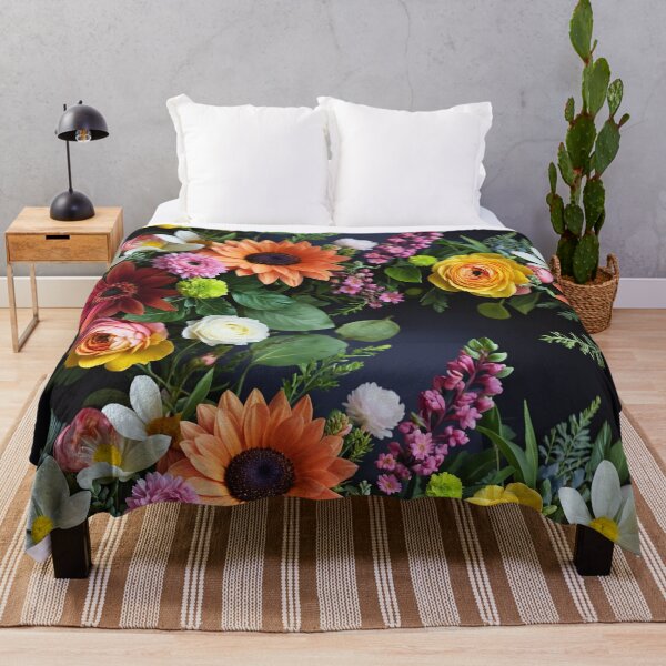 Item preview, Bright and colorful floral arrangement with various blooms and foliage on a dark background designed and sold by Giuseppe Cammino.