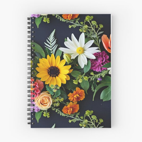 Item preview, Bright and colorful floral arrangement with various blooms and foliage on a dark background designed and sold by Giuseppe Cammino.