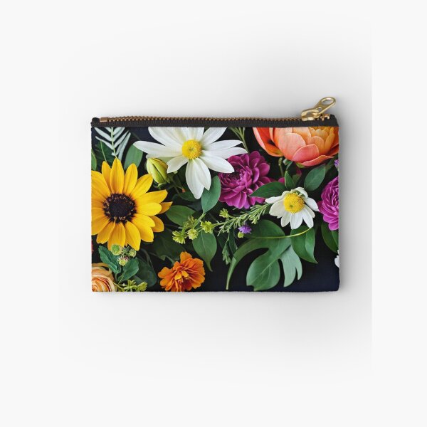 Item preview, Bright and colorful floral arrangement with various blooms and foliage on a dark background designed and sold by Giuseppe Cammino.