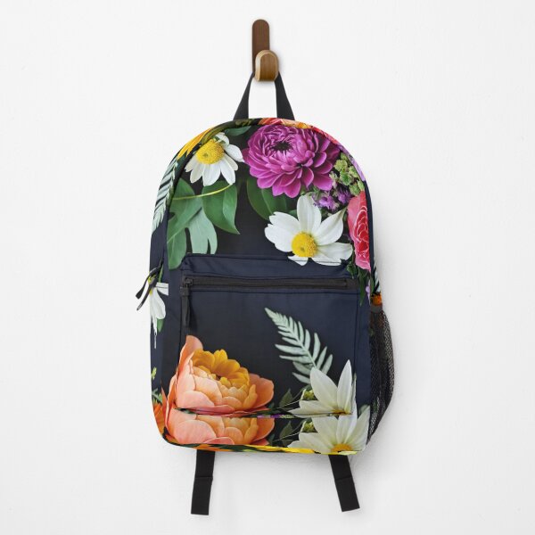 Item preview, Bright and colorful floral arrangement with various blooms and foliage on a dark background designed and sold by Giuseppe Cammino.