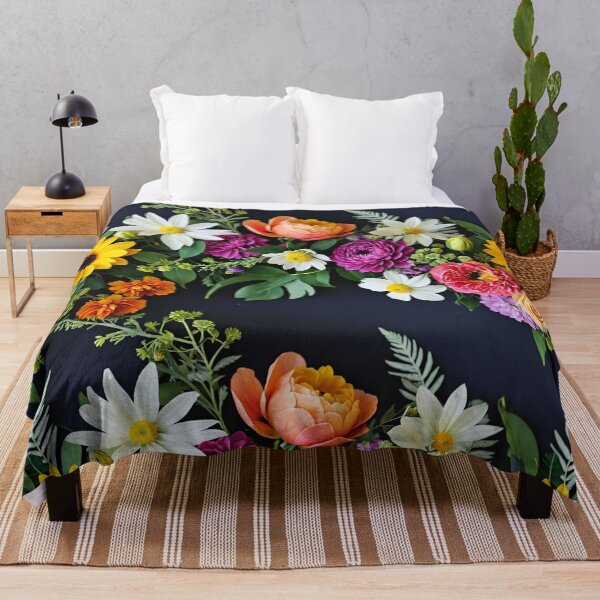 Item preview, Bright and colorful floral arrangement with various blooms and foliage on a dark background designed and sold by Giuseppe Cammino.