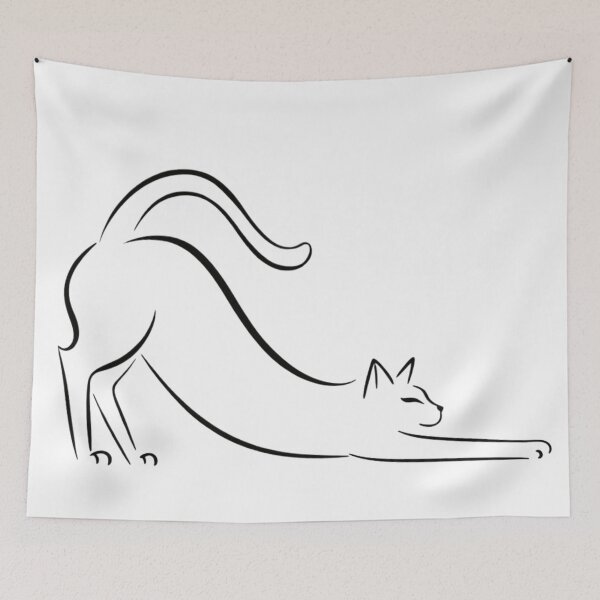 Item preview, Minimalist Stretching Cat – Elegant Line Art Design designed and sold by MuseAI.