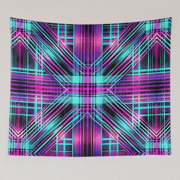 Item preview, Neon Cyber Plaid: A Futuristic Glow of Electric Colors designed and sold by Meta2Physical.