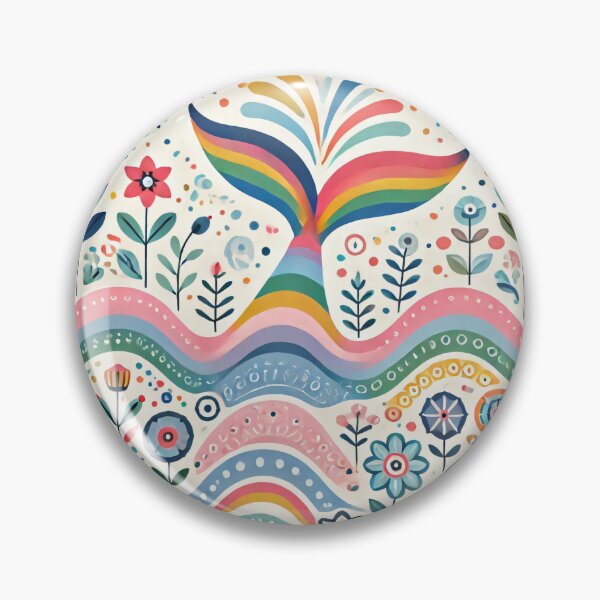 Item preview, Scandinavian Folk Art Rainbow Animals - Cute Colourful Whale Tail by heidiannemorris designed and sold by FOLK ART FUSION.