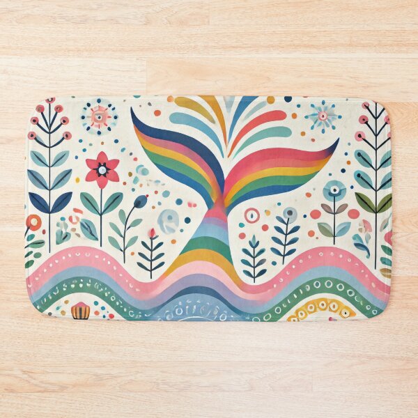 Item preview, Scandinavian Folk Art Rainbow Animals - Cute Colourful Whale Tail by heidiannemorris designed and sold by FOLK ART FUSION.