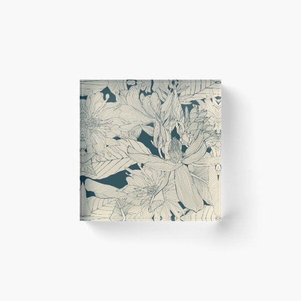 Item preview, Line magnolia, dahlia flowers,  tropical leaves hand drawn line art background. designed and sold by MatyKotiv.