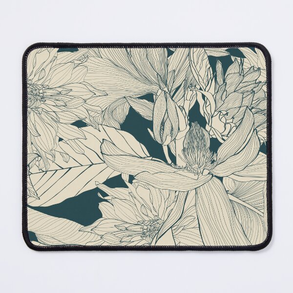Item preview, Line magnolia, dahlia flowers, tropical leaves hand drawn line art background. designed and sold by MatyKotiv.