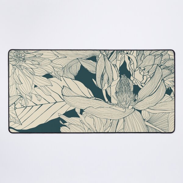 Item preview, Line magnolia, dahlia flowers,  tropical leaves hand drawn line art background. designed and sold by MatyKotiv.