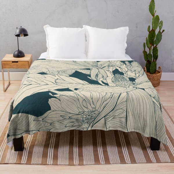 Item preview, Line magnolia, dahlia flowers, tropical leaves hand drawn line art background. designed and sold by MatyKotiv.