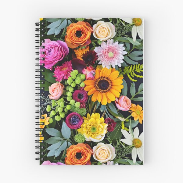 Item preview, Bright and colorful floral arrangement with various blooms and foliage on a dark background designed and sold by Giuseppe Cammino.