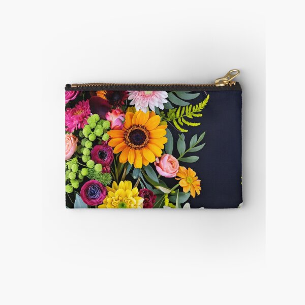 Item preview, Bright and colorful floral arrangement with various blooms and foliage on a dark background designed and sold by Giuseppe Cammino.
