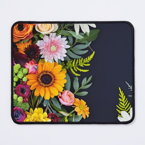 Item preview, Bright and colorful floral arrangement with various blooms and foliage on a dark background designed and sold by Giuseppe Cammino.