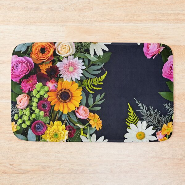Item preview, Bright and colorful floral arrangement with various blooms and foliage on a dark background designed and sold by Giuseppe Cammino.