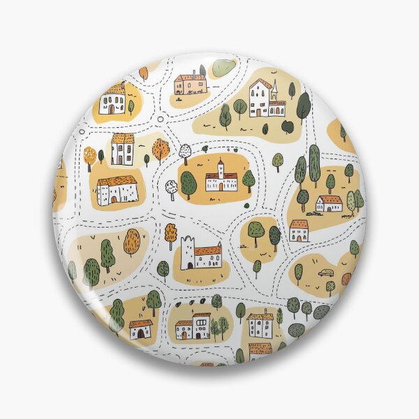 Item preview, Village street Map. Small Town house roads trees landscape  designed and sold by Milatoo.