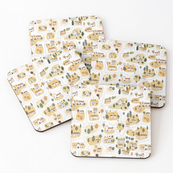 Item preview, Village street Map. Small Town house roads trees landscape  designed and sold by Milatoo.
