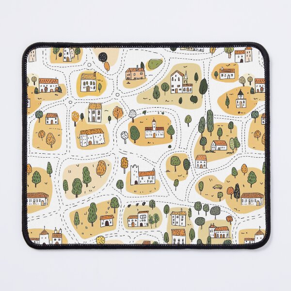 Item preview, Village street Map. Small Town house roads trees landscape designed and sold by Milatoo.