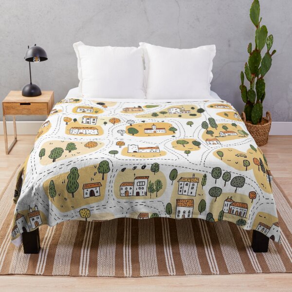 Item preview, Village street Map. Small Town house roads trees landscape  designed and sold by Milatoo.