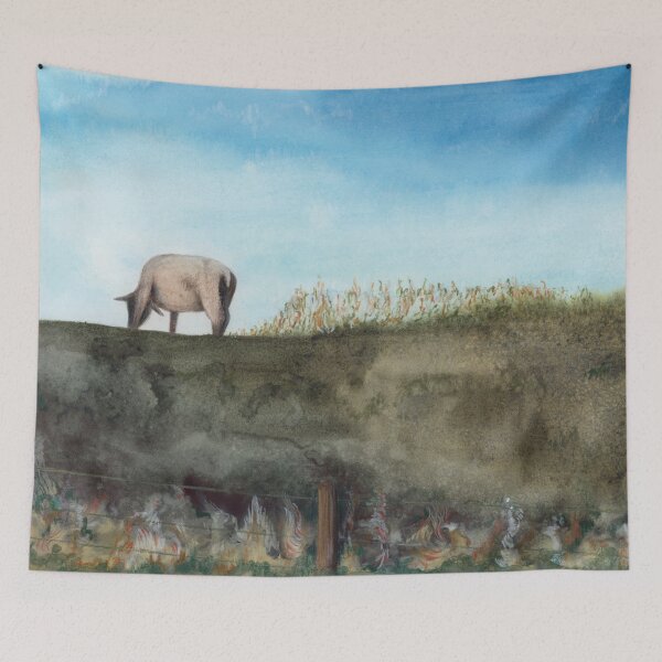 Item preview, Deichschaf – Watercolor Scene from the North Sea designed and sold by Laura Hartleif.