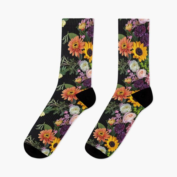 Item preview, Bright and colorful floral arrangement with various blooms and foliage on a dark background designed and sold by Giuseppe Cammino.